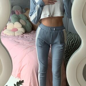 MDV Blue and White Ribbed Tracksuit